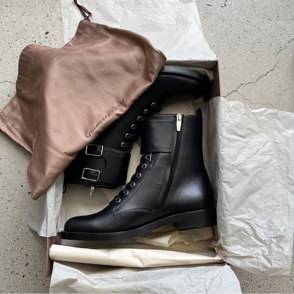 NIB Gianvito Rossi La Garde Black Leather Boots - Picture 4 of 13